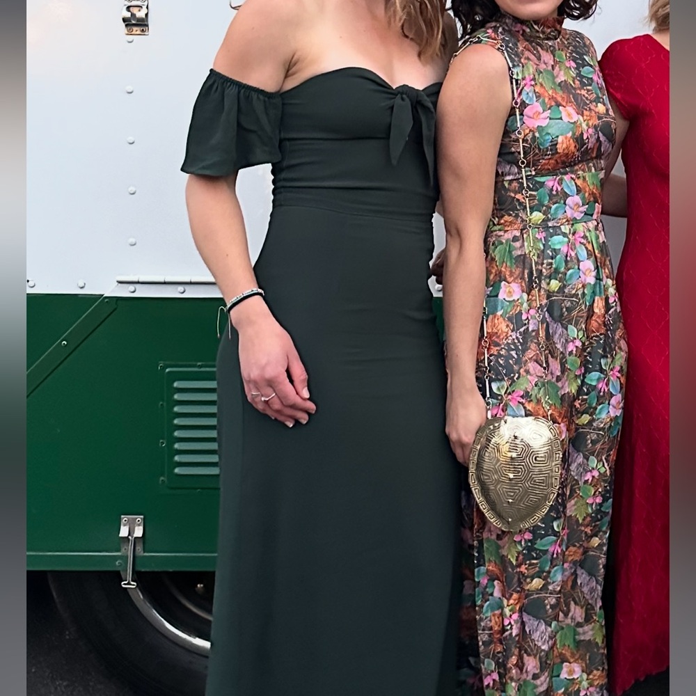 Flynn Skye Dark Green Off-Shoulder Maxi Dress